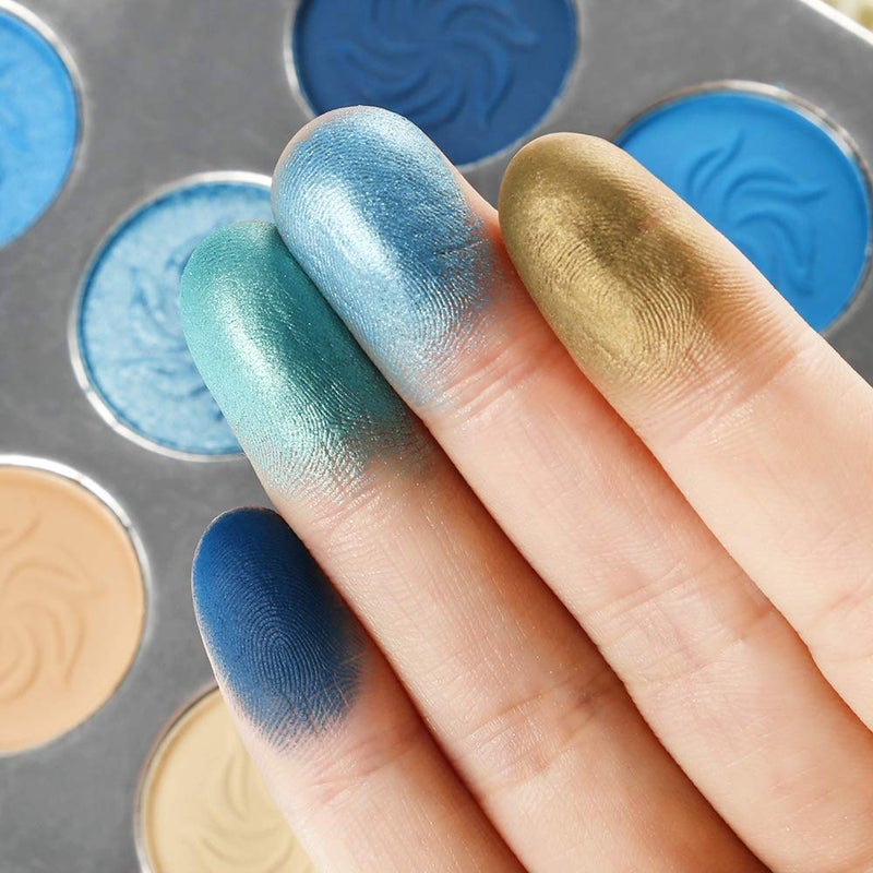 Afflano Blue Eyeshadow Palette Matte Shimmer, Highly Pigmented Waterproof Space Blue Eye Shadow Palette, Silver Navy Glitter Eyeshadow Pallet for Christmas Snowflake blue Eyes Makeup - Image 5